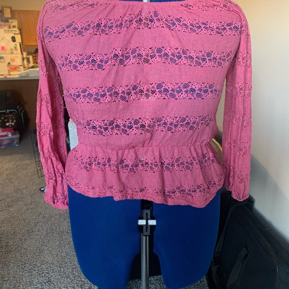 Rue21 Pink Peplum Ribbed Blouse
